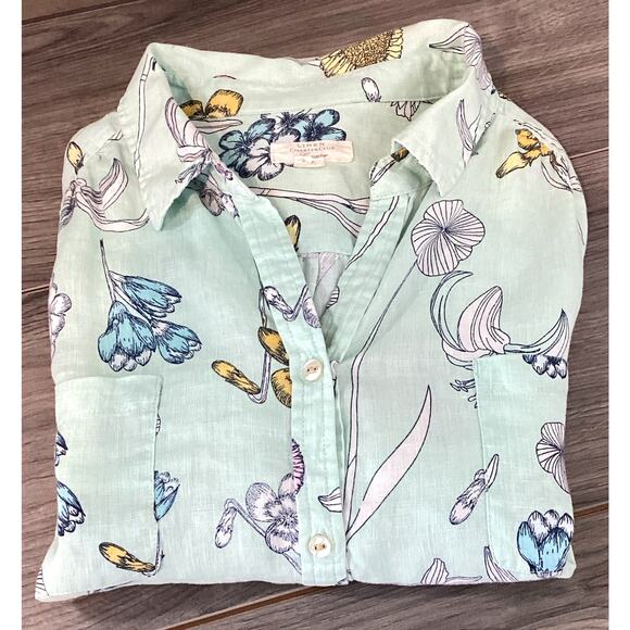 Charter Club Linen Luxury Tunic Size XL Long Sleeve Button Up Floral Beachy - Picture 13 of 16